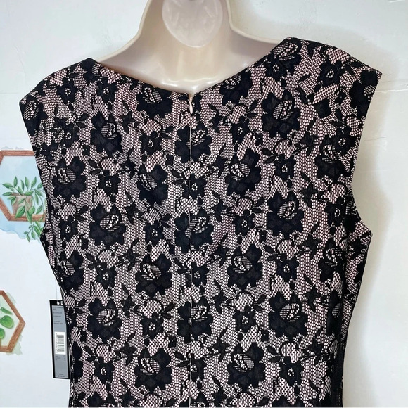 Tahari floral lace mother of bride dress pink and black ruched modest - Picture 3 of 8